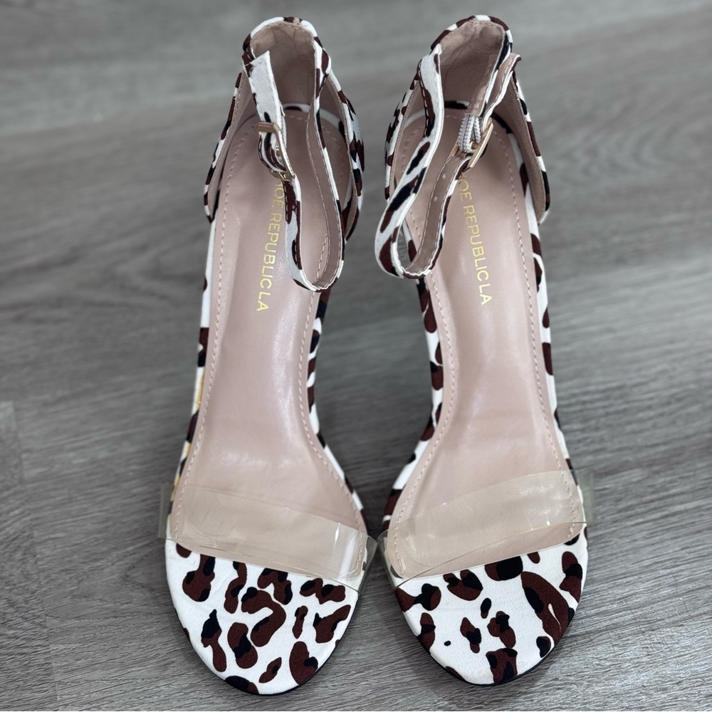 Banana Republic Animal Print Heels with Clear Strap